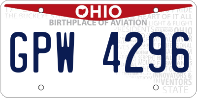 OH license plate GPW4296