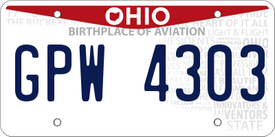 OH license plate GPW4303