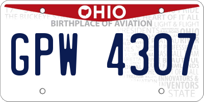 OH license plate GPW4307