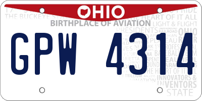 OH license plate GPW4314