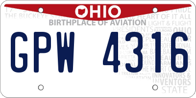 OH license plate GPW4316