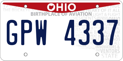 OH license plate GPW4337