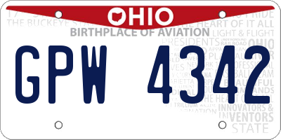 OH license plate GPW4342