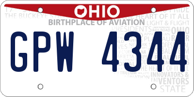 OH license plate GPW4344