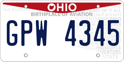 OH license plate GPW4345