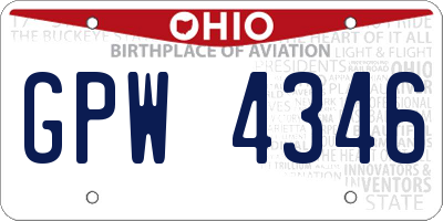 OH license plate GPW4346