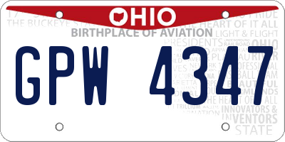 OH license plate GPW4347
