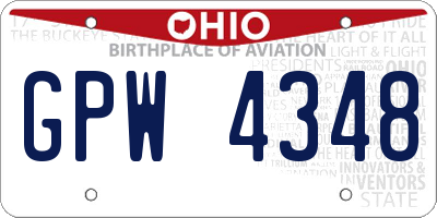 OH license plate GPW4348