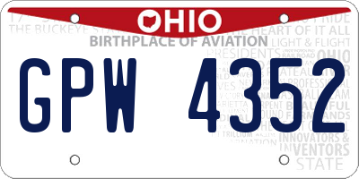 OH license plate GPW4352
