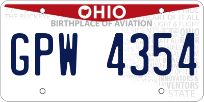 OH license plate GPW4354