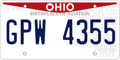 OH license plate GPW4355