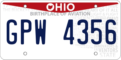 OH license plate GPW4356
