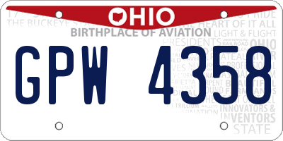 OH license plate GPW4358
