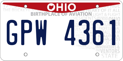 OH license plate GPW4361