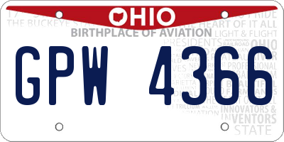 OH license plate GPW4366