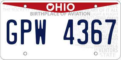 OH license plate GPW4367