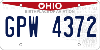 OH license plate GPW4372