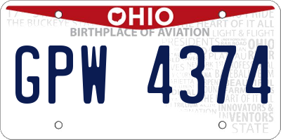 OH license plate GPW4374