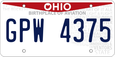 OH license plate GPW4375