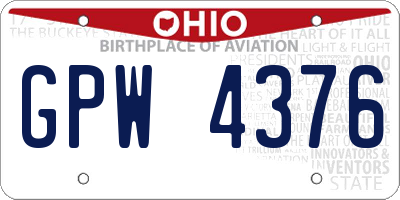 OH license plate GPW4376