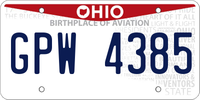 OH license plate GPW4385