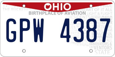 OH license plate GPW4387