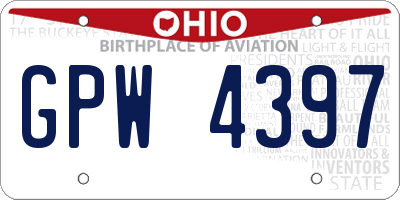 OH license plate GPW4397