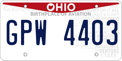 OH license plate GPW4403