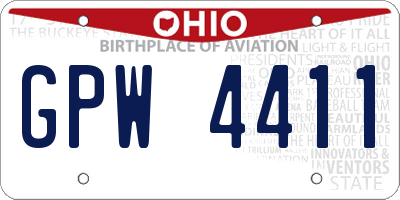 OH license plate GPW4411