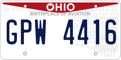 OH license plate GPW4416