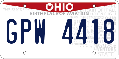 OH license plate GPW4418