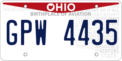 OH license plate GPW4435