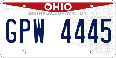 OH license plate GPW4445