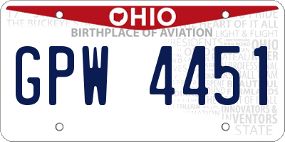 OH license plate GPW4451