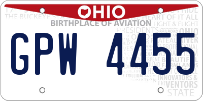 OH license plate GPW4455