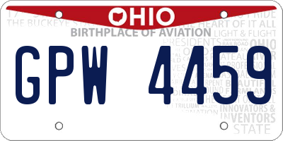 OH license plate GPW4459