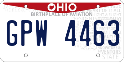 OH license plate GPW4463