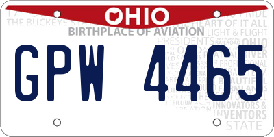 OH license plate GPW4465