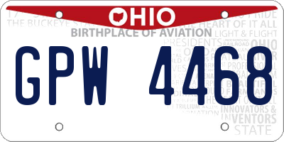 OH license plate GPW4468