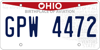 OH license plate GPW4472