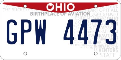 OH license plate GPW4473