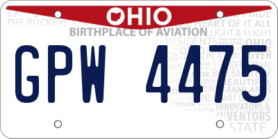 OH license plate GPW4475