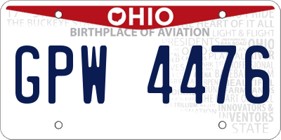 OH license plate GPW4476
