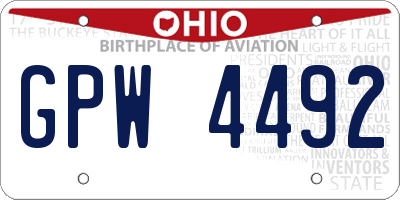 OH license plate GPW4492