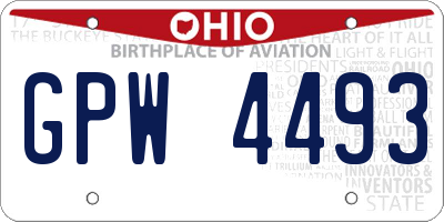 OH license plate GPW4493
