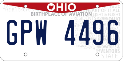 OH license plate GPW4496