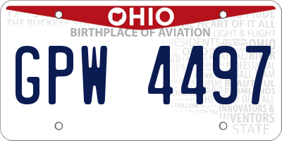 OH license plate GPW4497