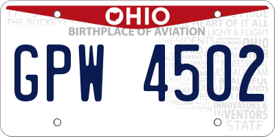 OH license plate GPW4502