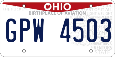 OH license plate GPW4503
