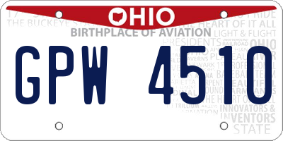 OH license plate GPW4510
